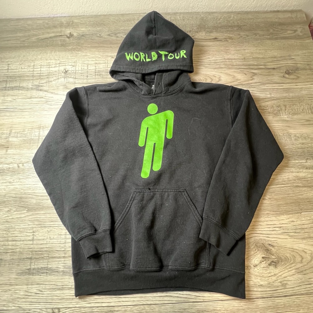 Billie Eilish Hoodie Mens Small Black 2019 World Tour Blohsh Neon Green Graphic